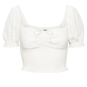 Aritzia Sunday Best Sinatra Blouse Coquette White Ruched Puff Sleeves Women's L